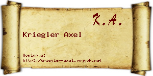 Kriegler Axel névjegykártya